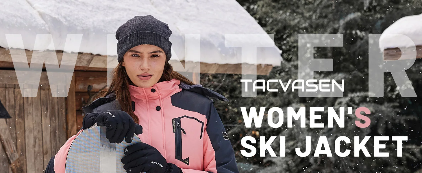 TACVASEN Women Winter Waterproof Ski Parka Jacket Thermal Fleece Windproof Casual Work Jacket Padded Snow Down Coat With Pockets