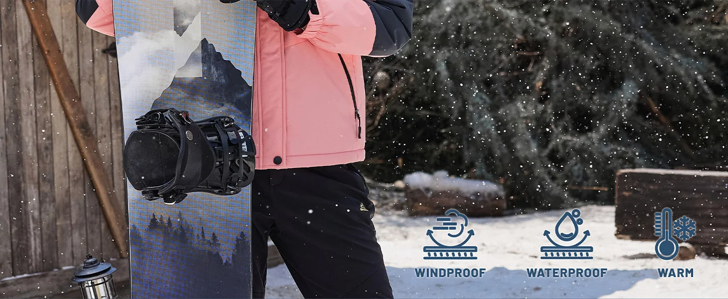 TACVASEN Women Winter Waterproof Ski Parka Jacket Thermal Fleece Windproof Casual Work Jacket Padded Snow Down Coat With Pockets