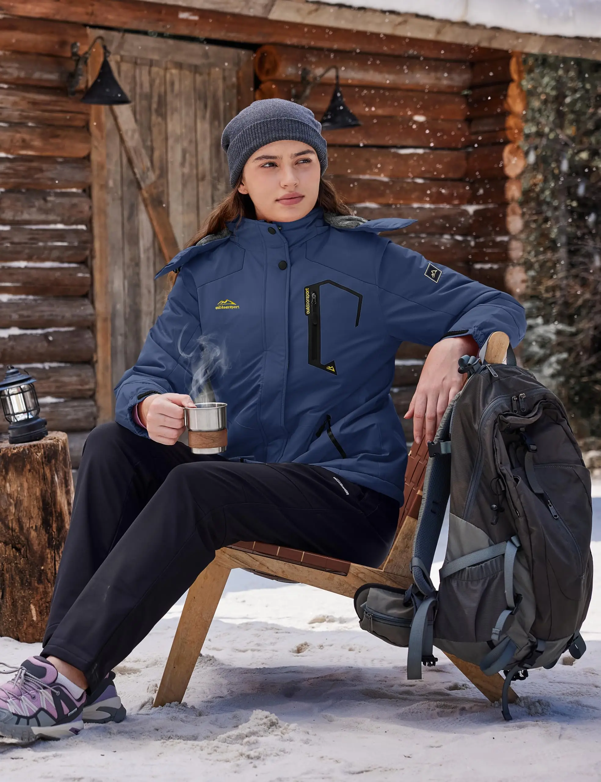 TACVASEN Women Winter Waterproof Ski Parka Jacket Thermal Fleece Windproof Casual Work Jacket Padded Snow Down Coat With Pockets