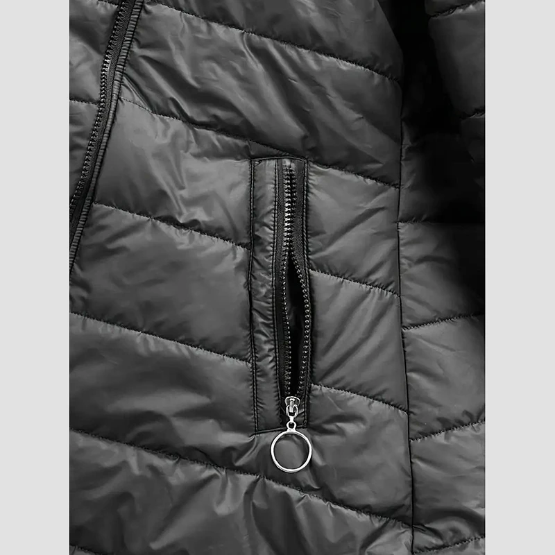 Women's Hooded Fleece Lined Jackets Long Sleeve Cotton Padded Winter Fit Warm Medium Length Coat Zip Up Stylish Women's Clothing
