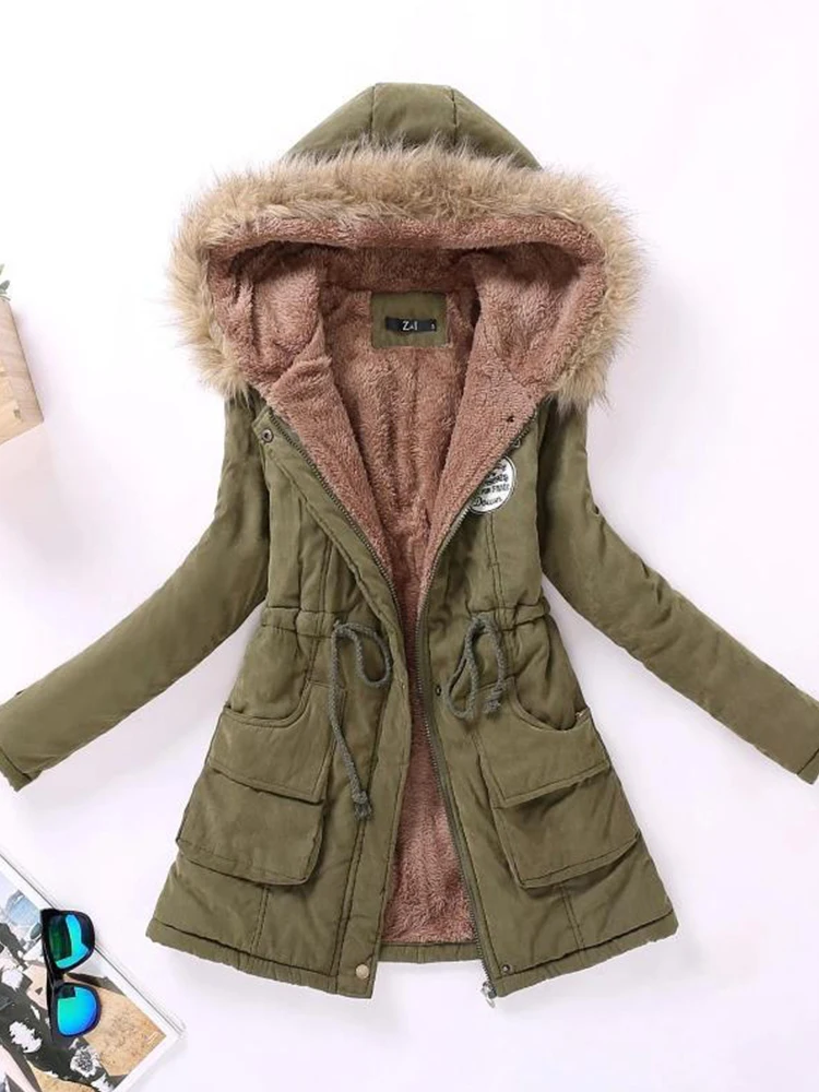Qpipsd 2025 New Autumn Winter Women Cotton Jacket Padded Casual Slim Coat Emboridery Hooded Parkas Wadded Warm Overcoat