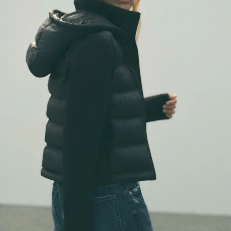 Women's Fall/Winter 2024 New Zipper Simple Panelled Sleeves Hooded Cotton Jacket Casual fashion jacket