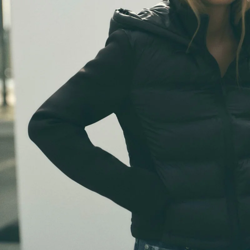 Women's Fall/Winter 2024 New Zipper Simple Panelled Sleeves Hooded Cotton Jacket Casual fashion jacket