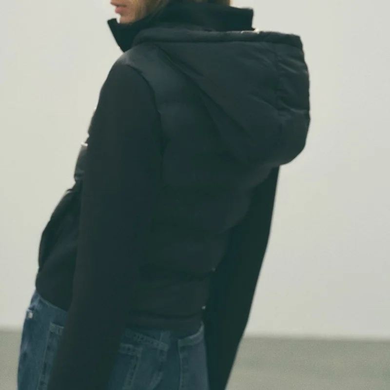 Women's Fall/Winter 2024 New Zipper Simple Panelled Sleeves Hooded Cotton Jacket Casual fashion jacket
