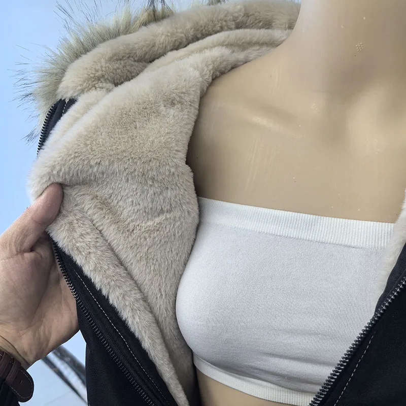 2026 American Retro Fur Collar Hooded Parkas Trend High Street Short Winter Jacket for Women Y2K Fashion Cotton Padded Outwear