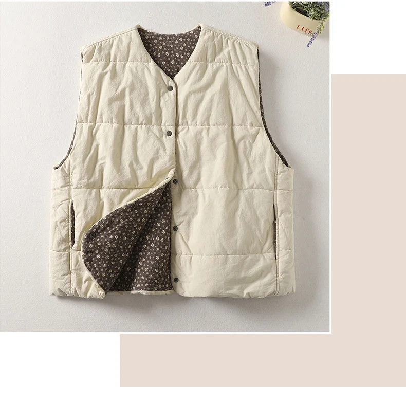 Vintage Quilted Outerwear Vests for Women 2025 New Winter Casual Oversized Sleeveless Female Jackets Thick Warm Lining Waistcoat