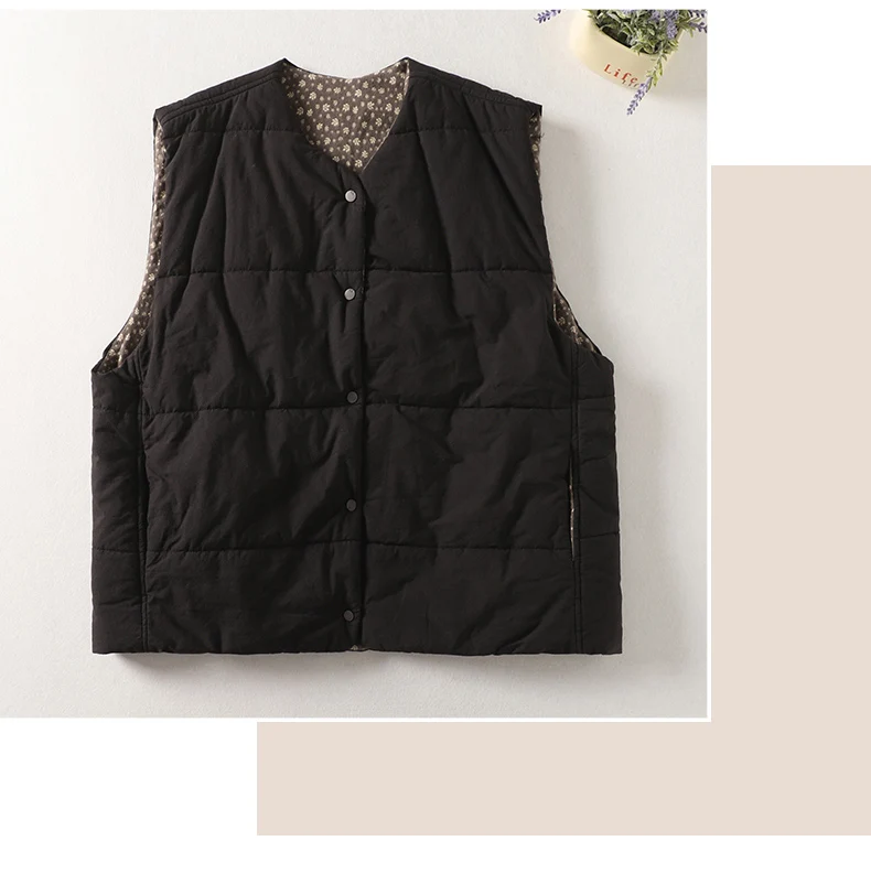 Vintage Quilted Outerwear Vests for Women 2025 New Winter Casual Oversized Sleeveless Female Jackets Thick Warm Lining Waistcoat