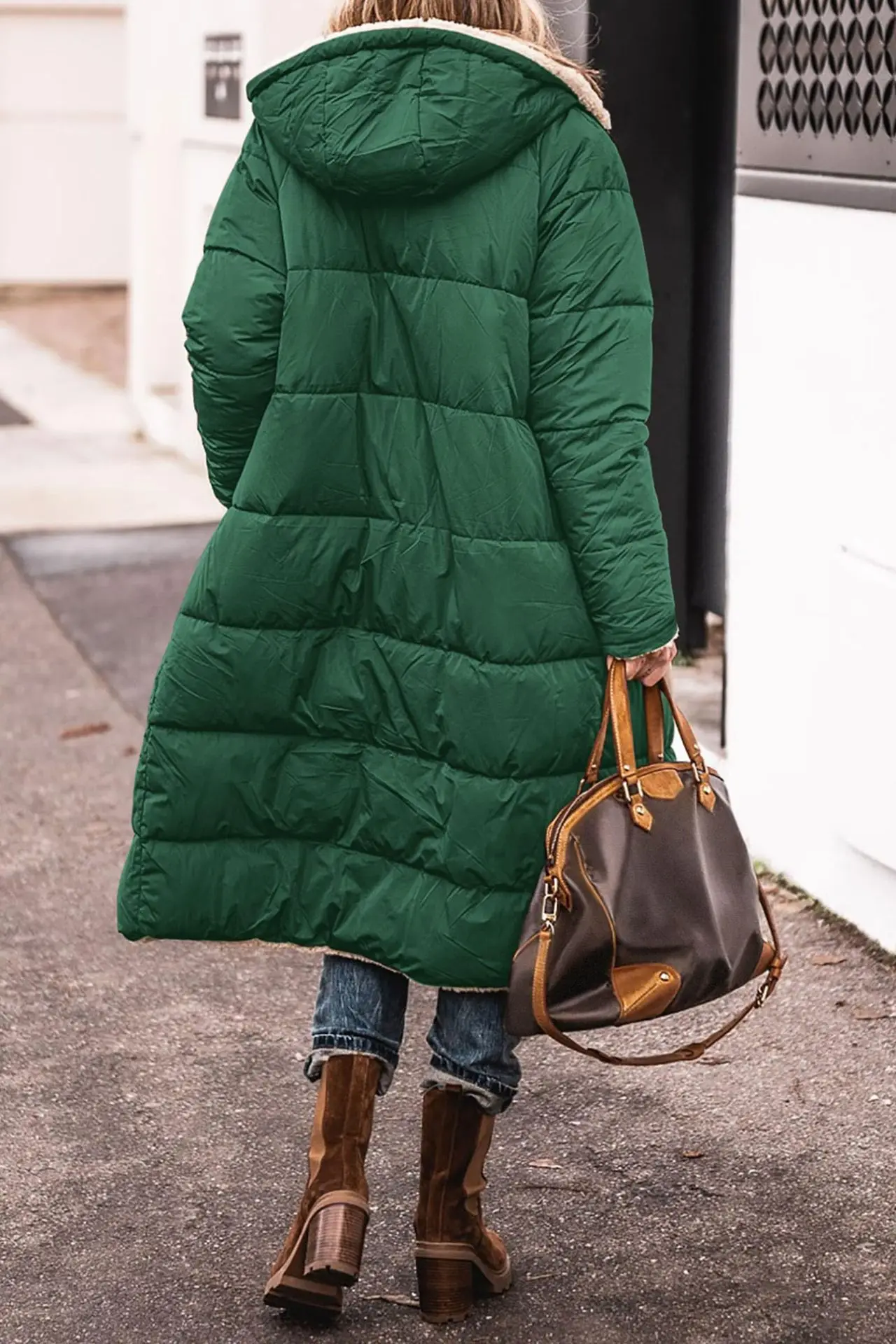 Europe and America Autumn and Winter New Fashion Leisure Long Cotton Jacket, Women Solid Color Fleecing Hooded Padded Jacket