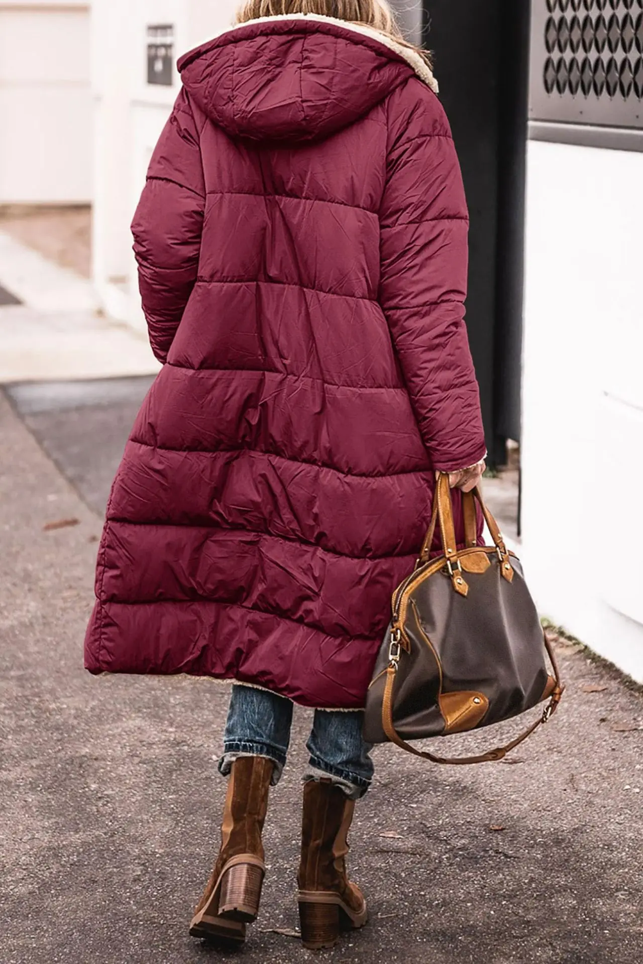 Europe and America Autumn and Winter New Fashion Leisure Long Cotton Jacket, Women Solid Color Fleecing Hooded Padded Jacket