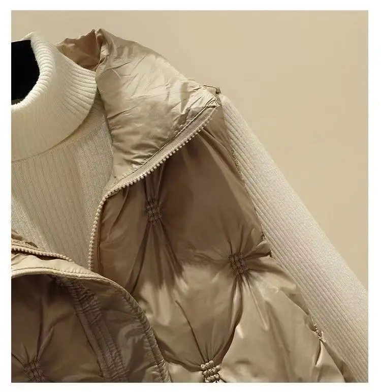 Women's Cotton Waistcoat Loose Vest Stand-up Collar Shiny Finish No-wash Sleeveless Outerwear Waistcoat Comfortable Warm Women