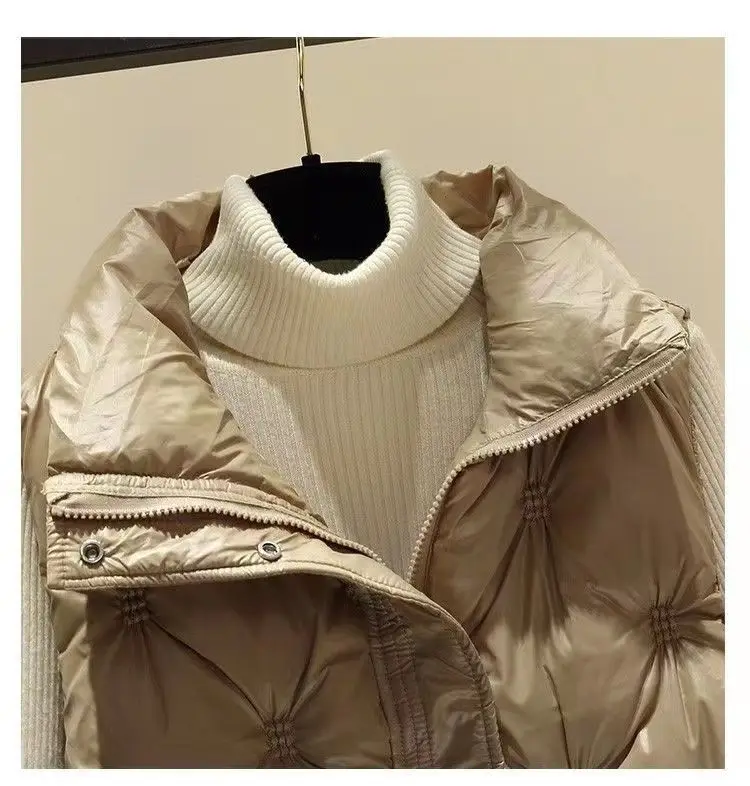 Women's Cotton Waistcoat Loose Vest Stand-up Collar Shiny Finish No-wash Sleeveless Outerwear Waistcoat Comfortable Warm Women