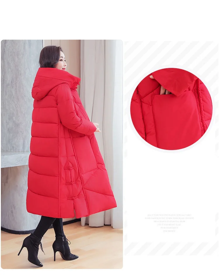 Vintage Thicken Down Cotton Jacket Women Wear 2026 Winter New National Style Loose Long Coat Female Warm Hooded Parkas Overcoat