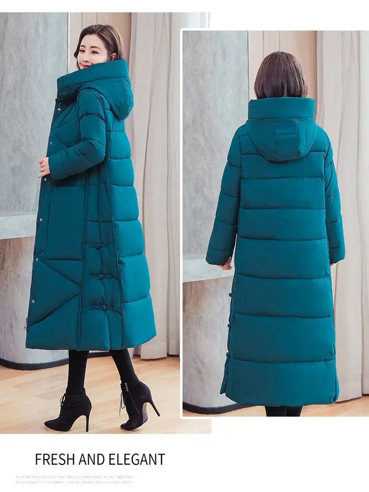 Vintage Thicken Down Cotton Jacket Women Wear 2026 Winter New National Style Loose Long Coat Female Warm Hooded Parkas Overcoat