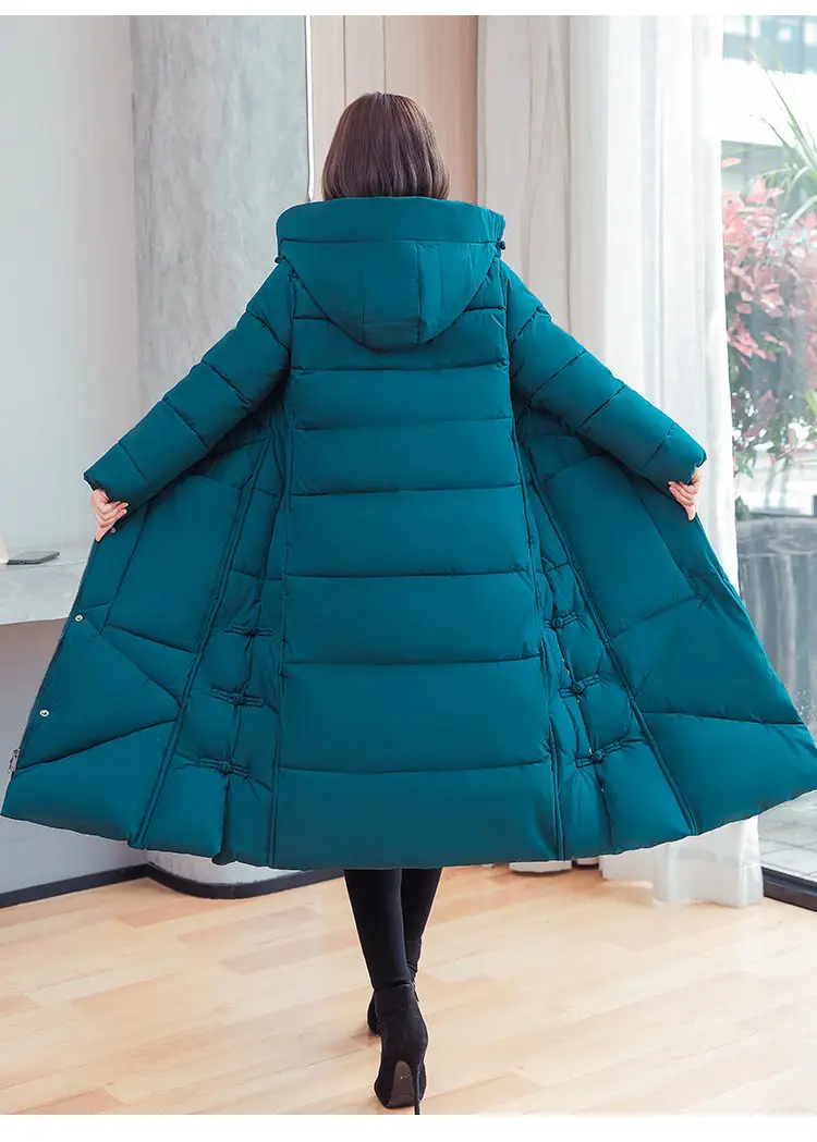 Vintage Thicken Down Cotton Jacket Women Wear 2026 Winter New National Style Loose Long Coat Female Warm Hooded Parkas Overcoat