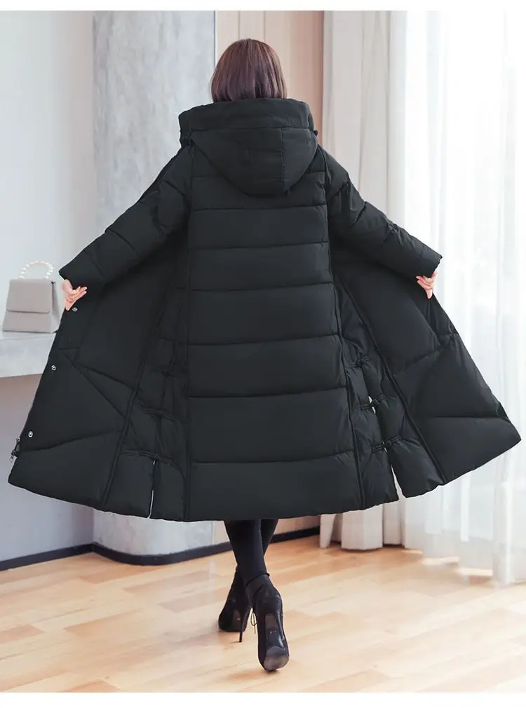 Vintage Thicken Down Cotton Jacket Women Wear 2026 Winter New National Style Loose Long Coat Female Warm Hooded Parkas Overcoat
