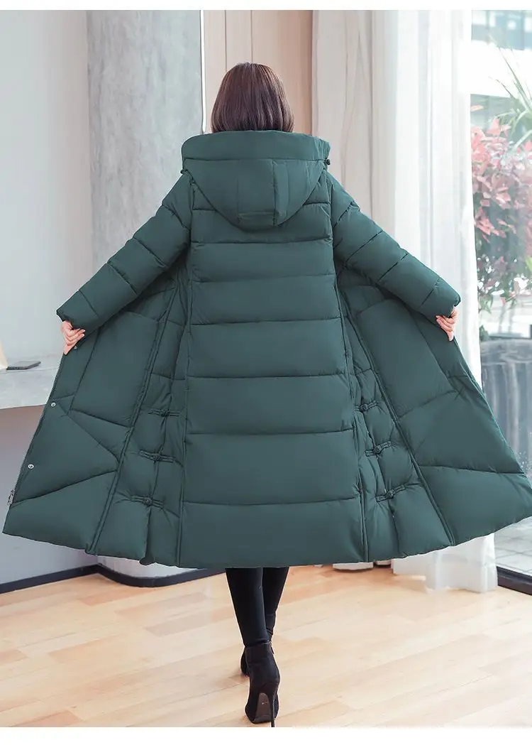 Vintage Thicken Down Cotton Jacket Women Wear 2026 Winter New National Style Loose Long Coat Female Warm Hooded Parkas Overcoat