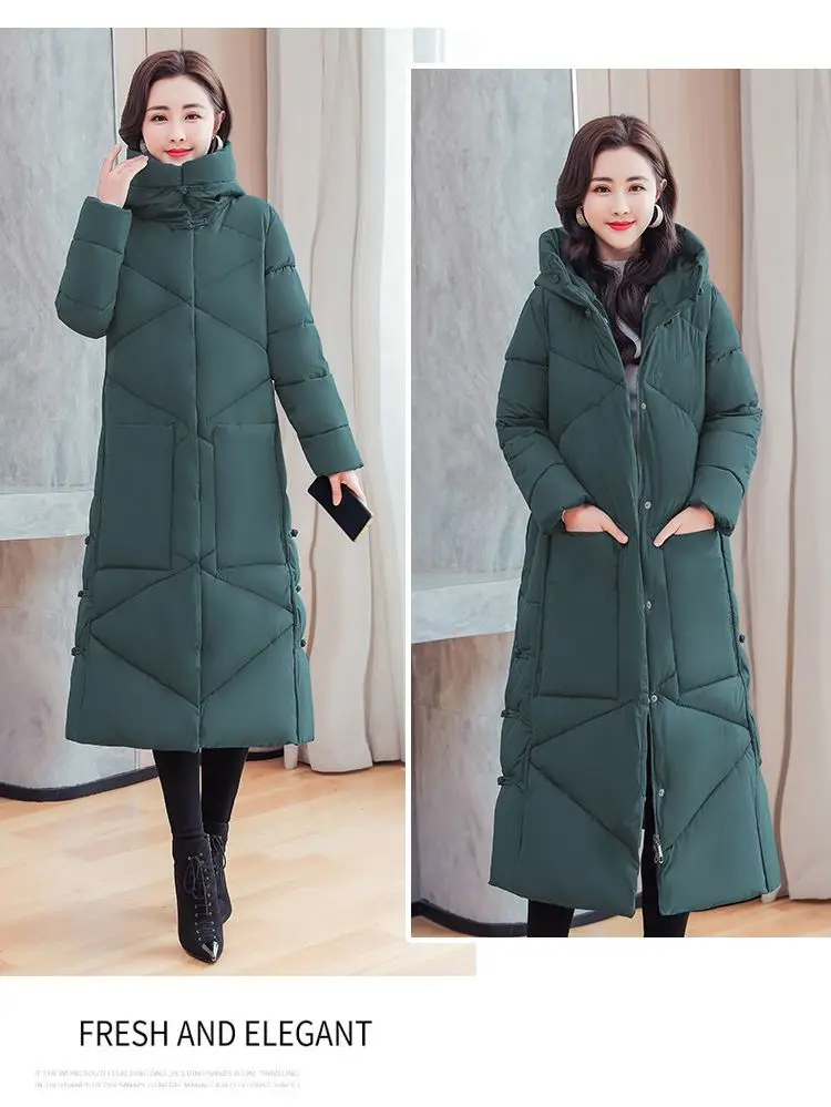 Vintage Thicken Down Cotton Jacket Women Wear 2026 Winter New National Style Loose Long Coat Female Warm Hooded Parkas Overcoat