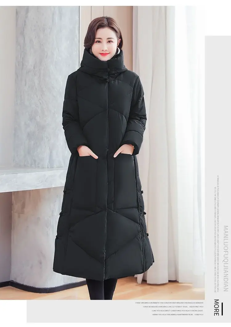 Vintage Thicken Down Cotton Jacket Women Wear 2026 Winter New National Style Loose Long Coat Female Warm Hooded Parkas Overcoat