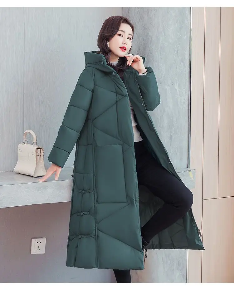 Vintage Thicken Down Cotton Jacket Women Wear 2026 Winter New National Style Loose Long Coat Female Warm Hooded Parkas Overcoat