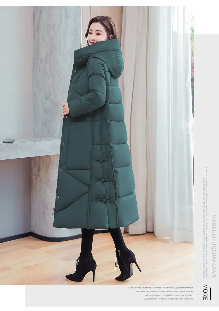Vintage Thicken Down Cotton Jacket Women Wear 2026 Winter New National Style Loose Long Coat Female Warm Hooded Parkas Overcoat