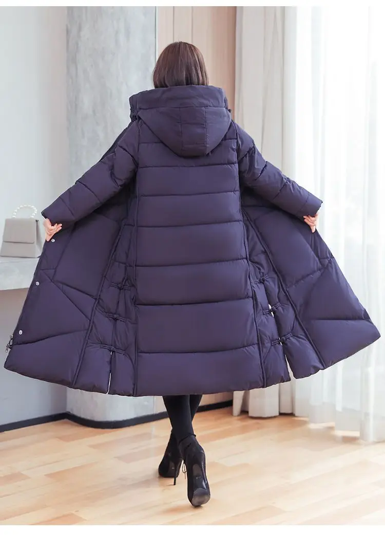 Vintage Thicken Down Cotton Jacket Women Wear 2026 Winter New National Style Loose Long Coat Female Warm Hooded Parkas Overcoat
