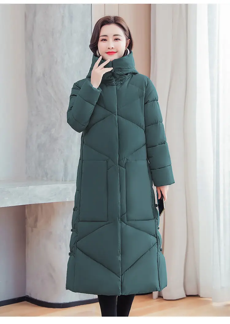 Vintage Thicken Down Cotton Jacket Women Wear 2026 Winter New National Style Loose Long Coat Female Warm Hooded Parkas Overcoat