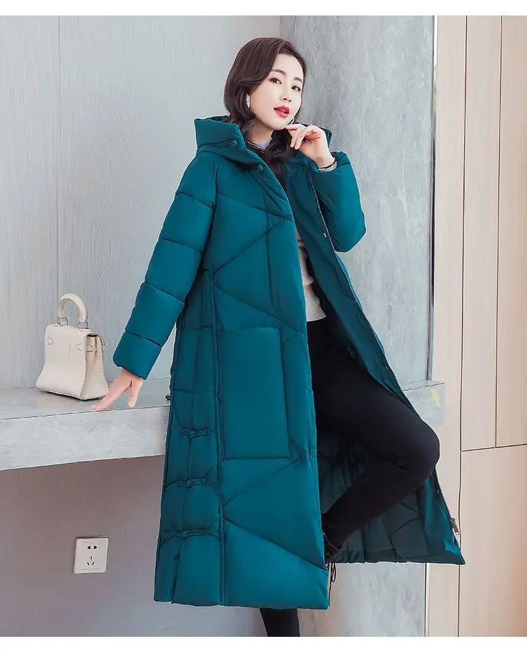 Vintage Thicken Down Cotton Jacket Women Wear 2026 Winter New National Style Loose Long Coat Female Warm Hooded Parkas Overcoat