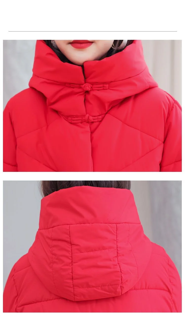 Vintage Thicken Down Cotton Jacket Women Wear 2026 Winter New National Style Loose Long Coat Female Warm Hooded Parkas Overcoat