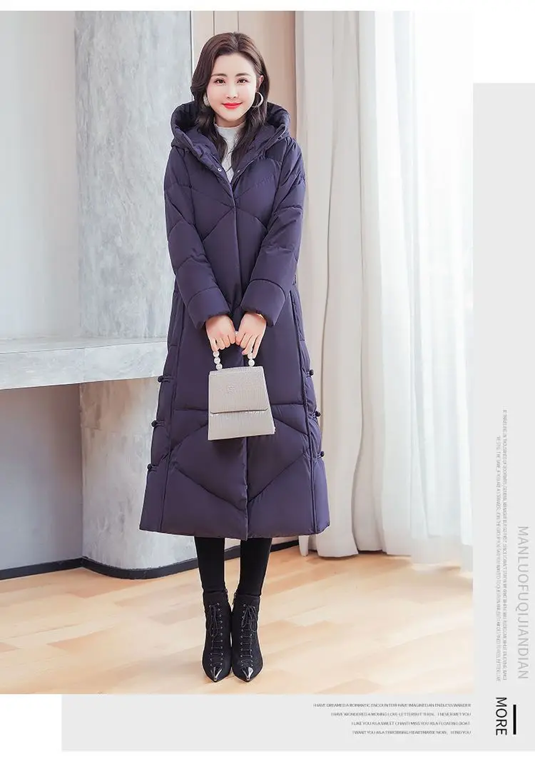Vintage Thicken Down Cotton Jacket Women Wear 2026 Winter New National Style Loose Long Coat Female Warm Hooded Parkas Overcoat