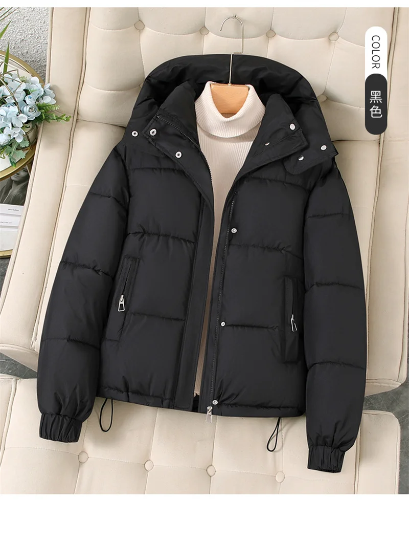 2025 New Fashion Short Casual Down Cotton Jacket Women Parkas Hooded Korean Style Winter Cotton Clothing Female Coat Outerwear