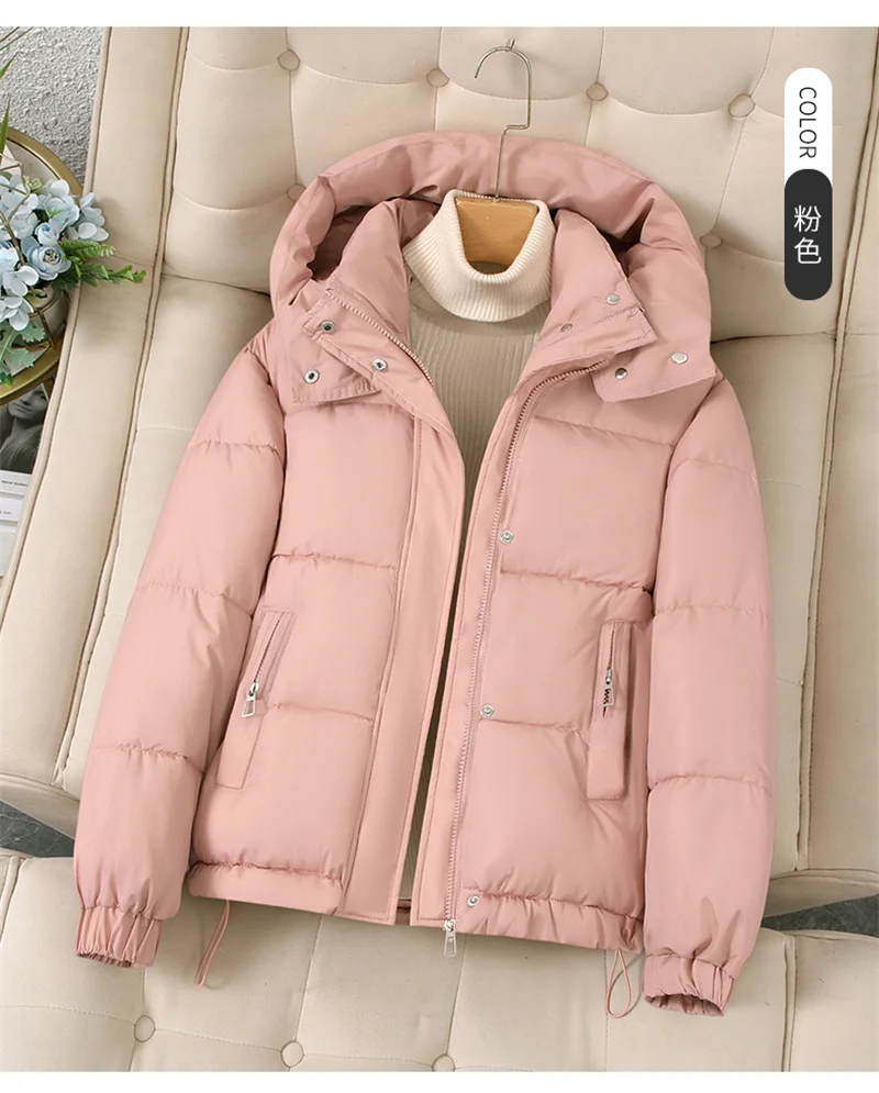 2025 New Fashion Short Casual Down Cotton Jacket Women Parkas Hooded Korean Style Winter Cotton Clothing Female Coat Outerwear