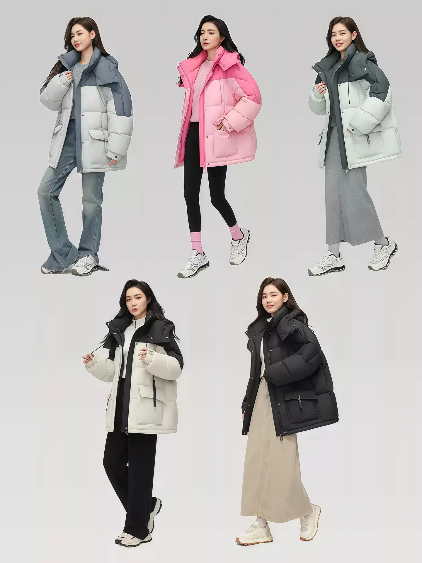 Women Winter New Down Cotton Jacket Short Fashion Korean Thickened Niche Colorblocking Hooded Jacket Cotton Jacket Winter