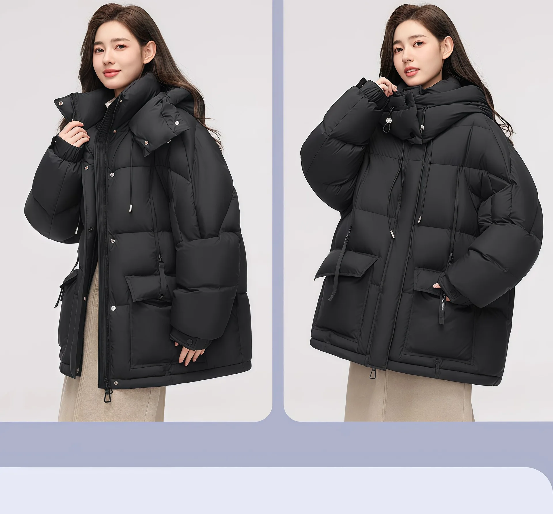 Women Winter New Down Cotton Jacket Short Fashion Korean Thickened Niche Colorblocking Hooded Jacket Cotton Jacket Winter