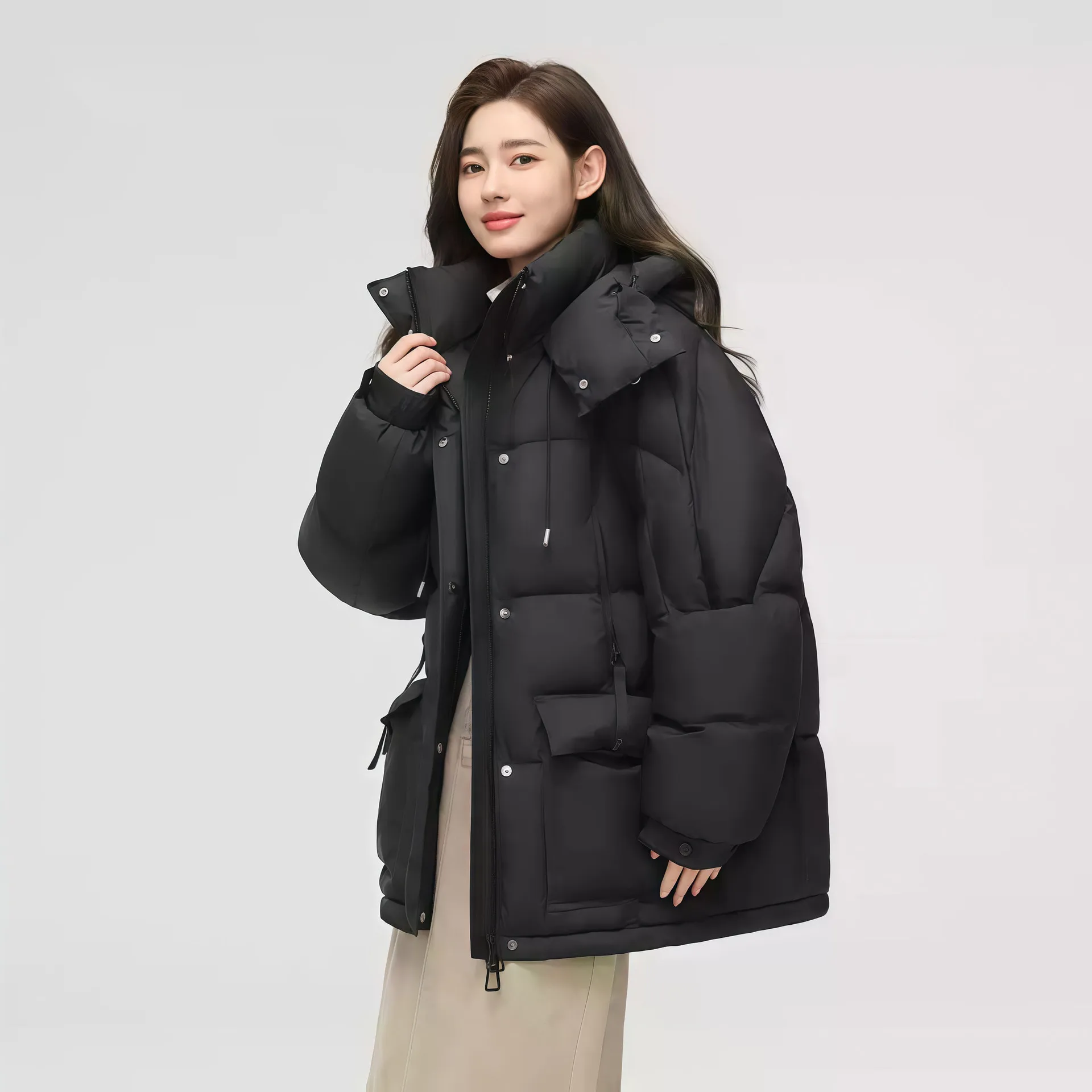 Women Winter New Down Cotton Jacket Short Fashion Korean Thickened Niche Colorblocking Hooded Jacket Cotton Jacket Winter