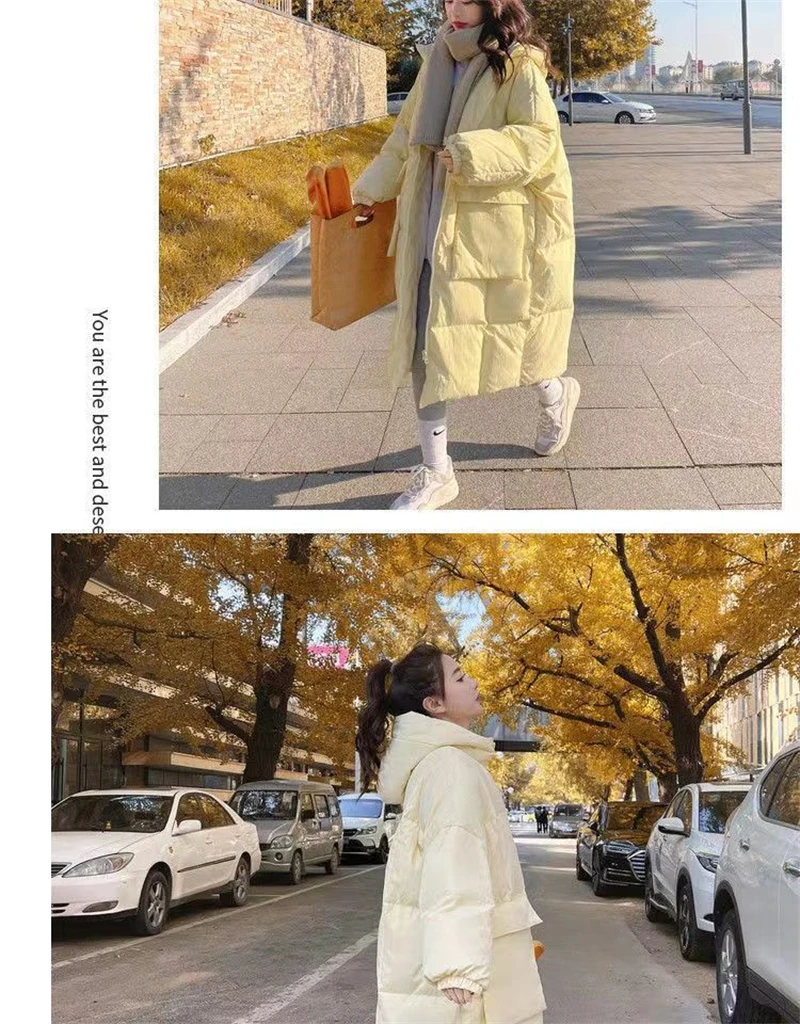 2024 New Korean Women's Jacket Winter Parkas Loose Hooded Cotton Padded Female Long Down Jacket Thicken Oversize Puffer Coats