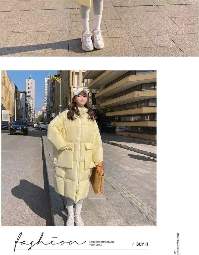 2024 New Korean Women's Jacket Winter Parkas Loose Hooded Cotton Padded Female Long Down Jacket Thicken Oversize Puffer Coats