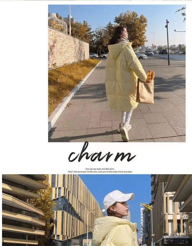 2024 New Korean Women's Jacket Winter Parkas Loose Hooded Cotton Padded Female Long Down Jacket Thicken Oversize Puffer Coats