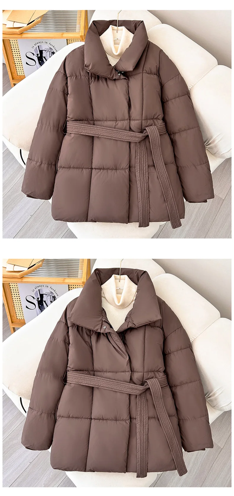 Autumn Winter Warm Cotton Jacket Women 2025 New Fashion Loose Casual Cotton Coat Stand-Up Collar Pure Colour Outerwear Female