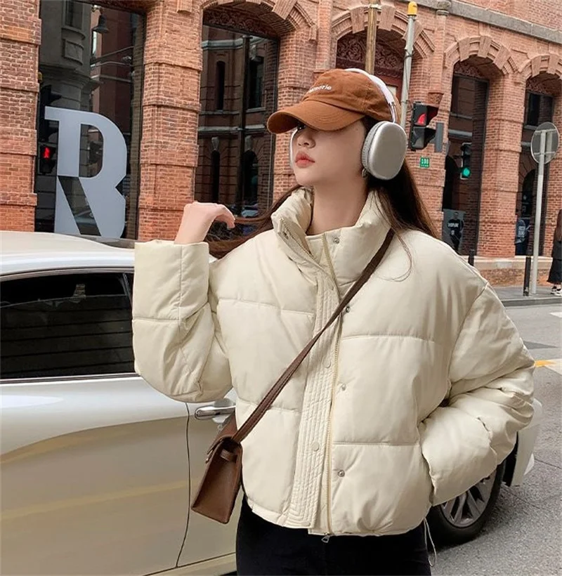 Korean Women Cotton Padded Jacket Winter Parkas 2026 Cropped Down Cotton Oversize Jacket Puffer Snow Coats Waterproof Outerwear