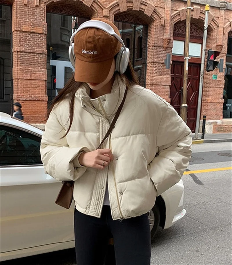 Korean Women Cotton Padded Jacket Winter Parkas 2026 Cropped Down Cotton Oversize Jacket Puffer Snow Coats Waterproof Outerwear
