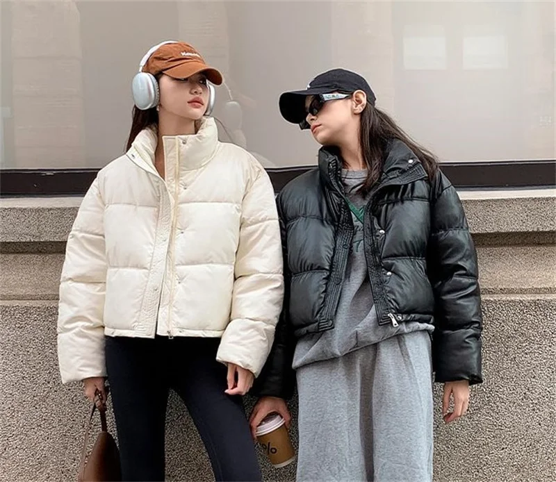 Korean Women Cotton Padded Jacket Winter Parkas 2026 Cropped Down Cotton Oversize Jacket Puffer Snow Coats Waterproof Outerwear
