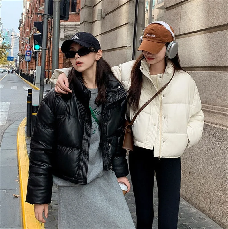 Korean Women Cotton Padded Jacket Winter Parkas 2026 Cropped Down Cotton Oversize Jacket Puffer Snow Coats Waterproof Outerwear