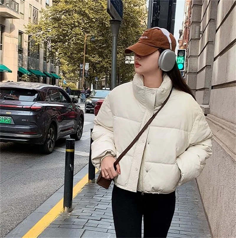 Korean Women Cotton Padded Jacket Winter Parkas 2026 Cropped Down Cotton Oversize Jacket Puffer Snow Coats Waterproof Outerwear