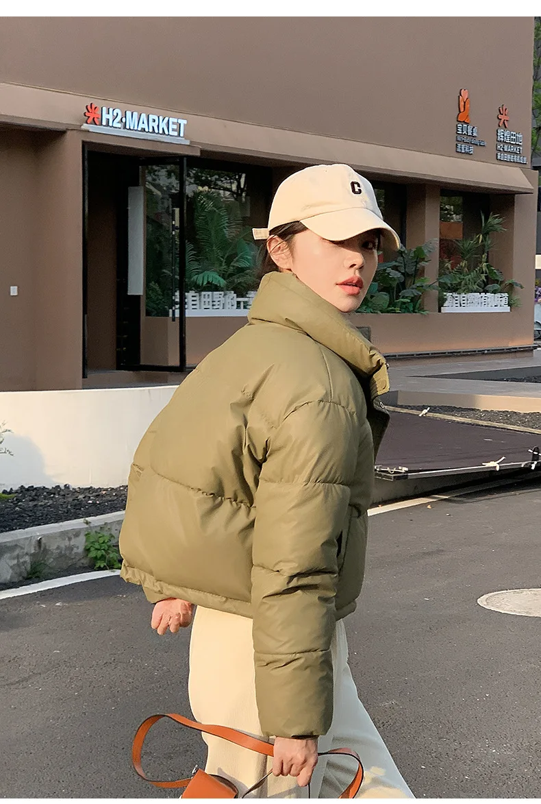 Winter Cropped Jacket Women Clothing Warm Short Puffer Jackets Lightweight Chic Stand Up Collar Student Cotton-padded Jacket New