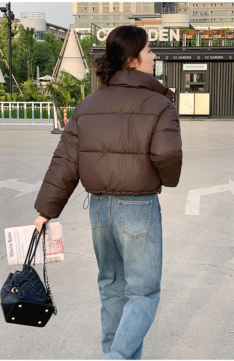 Winter Cropped Jacket Women Clothing Warm Short Puffer Jackets Lightweight Chic Stand Up Collar Student Cotton-padded Jacket New