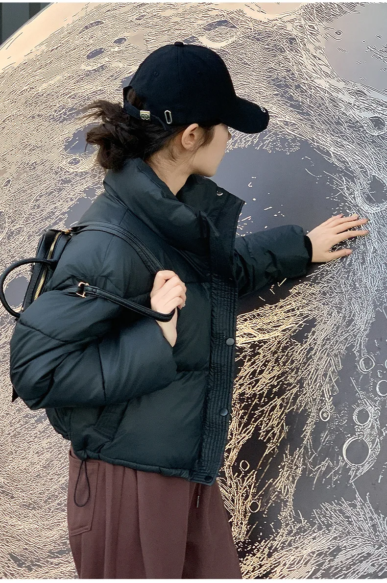 Winter Cropped Jacket Women Clothing Warm Short Puffer Jackets Lightweight Chic Stand Up Collar Student Cotton-padded Jacket New