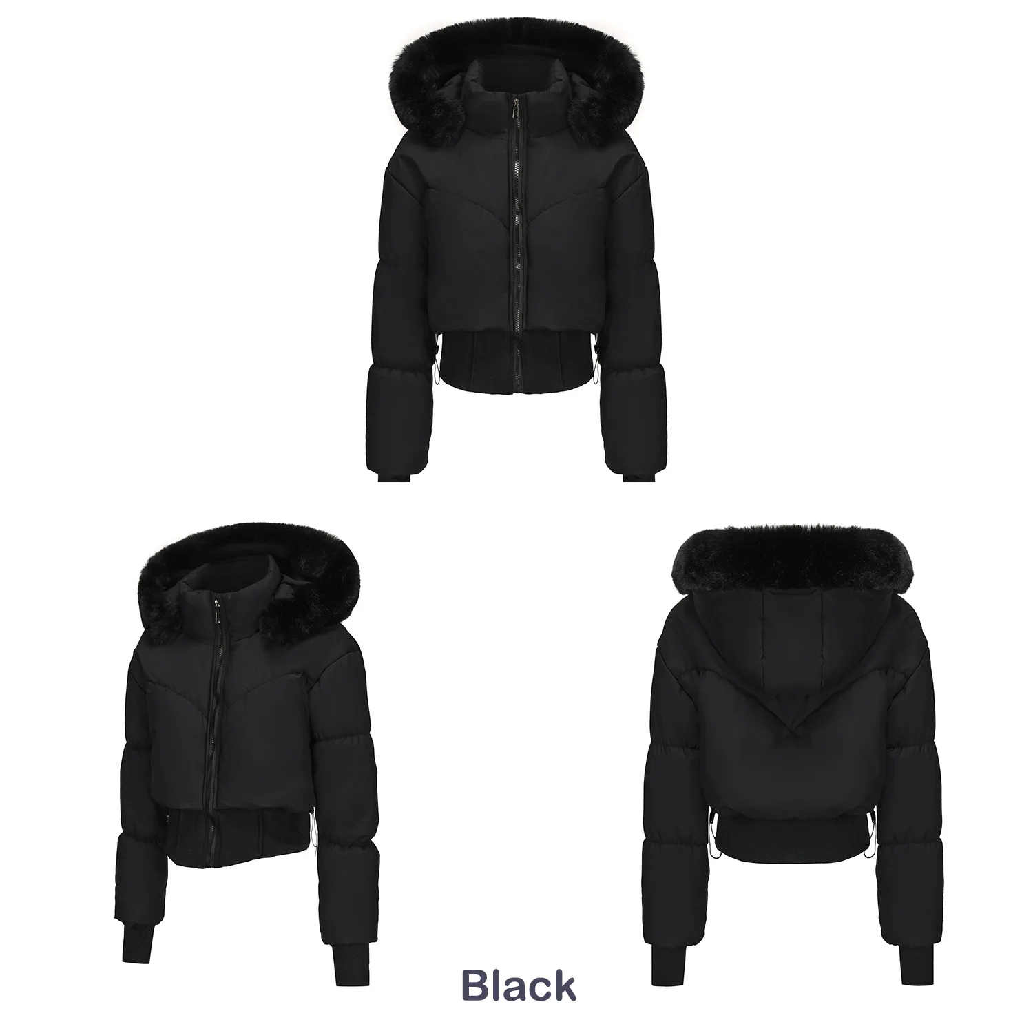 Parkas Women Short Coats Hooded Zipper Full Sleeve Thick Warm Y2k Streetwear Elegant Splice Work Coat Autumn Winter 2025