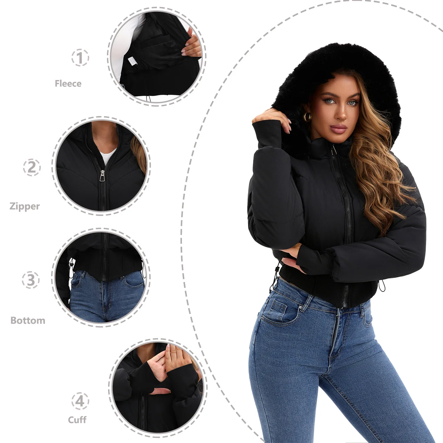 Parkas Women Short Coats Hooded Zipper Full Sleeve Thick Warm Y2k Streetwear Elegant Splice Work Coat Autumn Winter 2025
