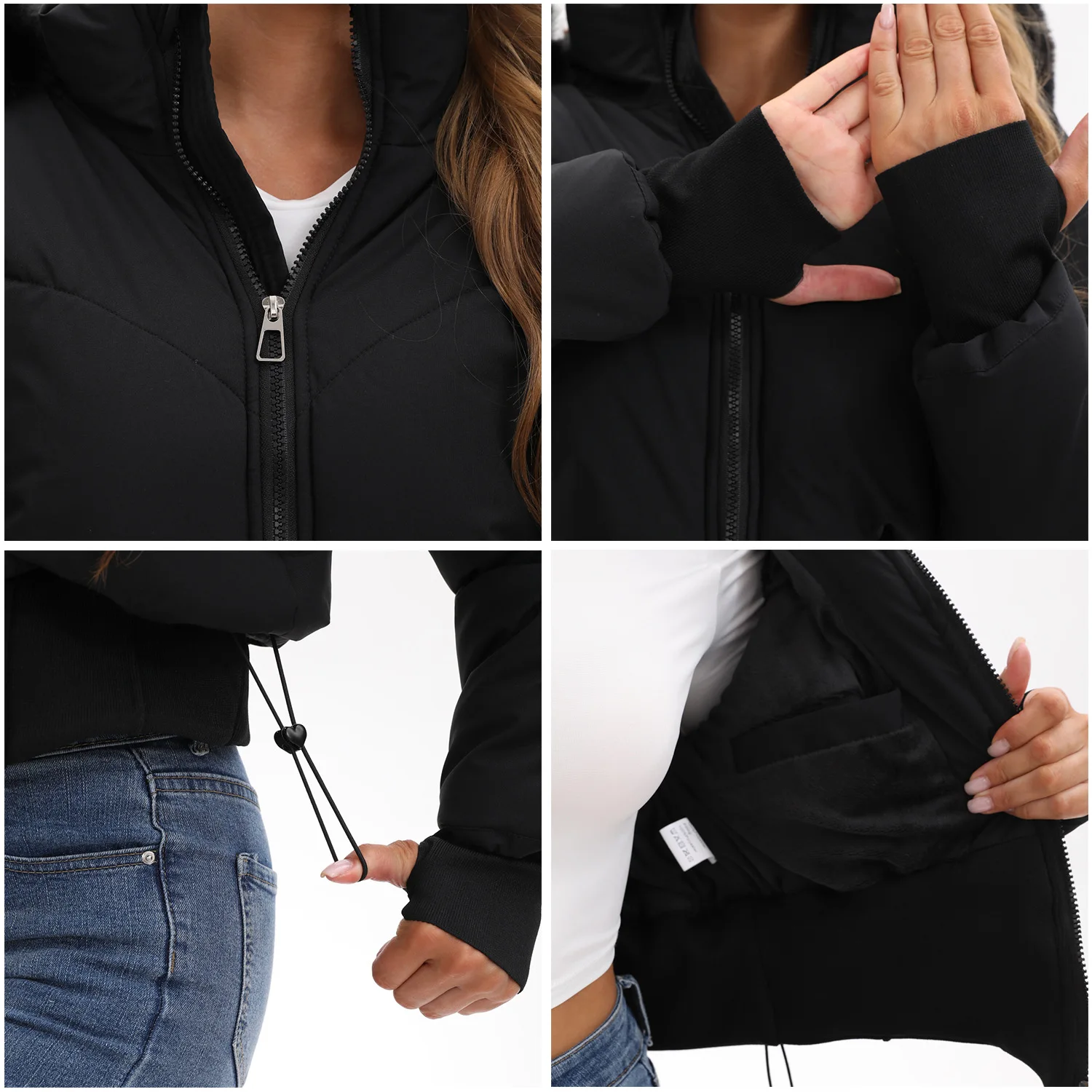 Parkas Women Short Coats Hooded Zipper Full Sleeve Thick Warm Y2k Streetwear Elegant Splice Work Coat Autumn Winter 2025