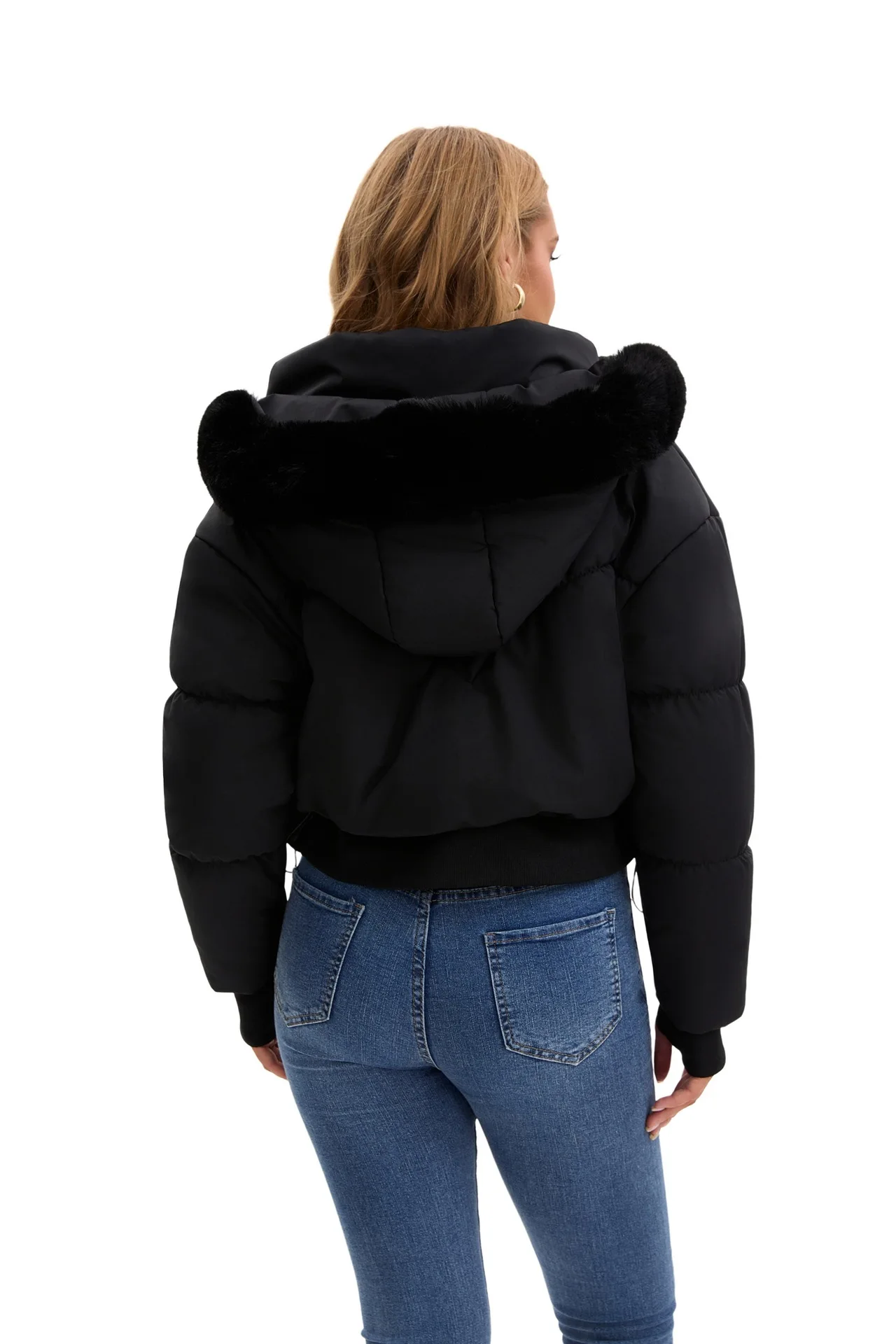 Parkas Women Short Coats Hooded Zipper Full Sleeve Thick Warm Y2k Streetwear Elegant Splice Work Coat Autumn Winter 2025